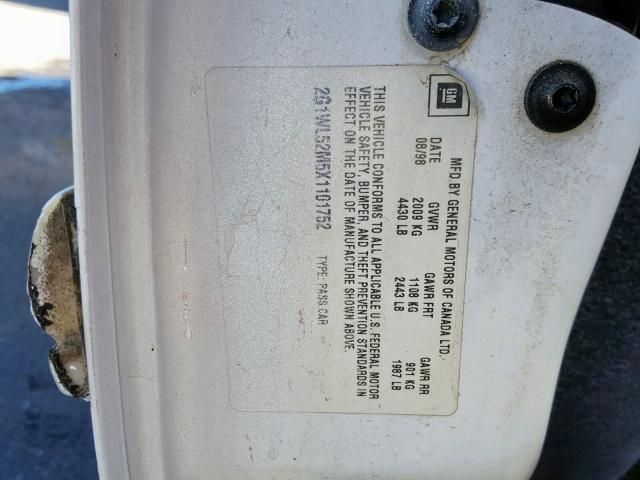 2G1WL52M5X1101752 - 1999 CHEVROLET LUMINA BAS WHITE photo 10