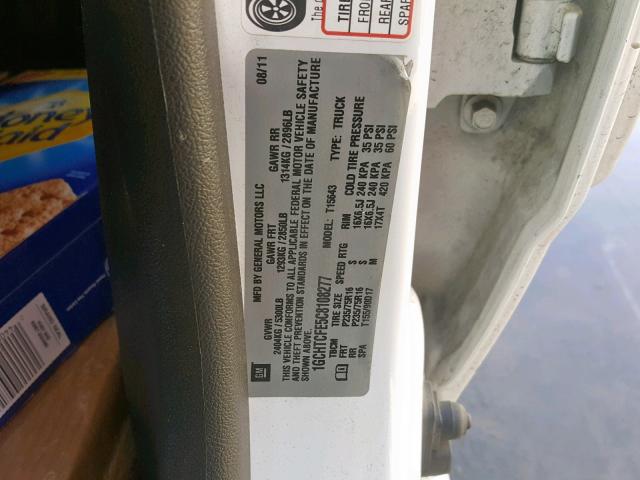 1GCHTCFE5C8108277 - 2012 CHEVROLET COLORADO L WHITE photo 10