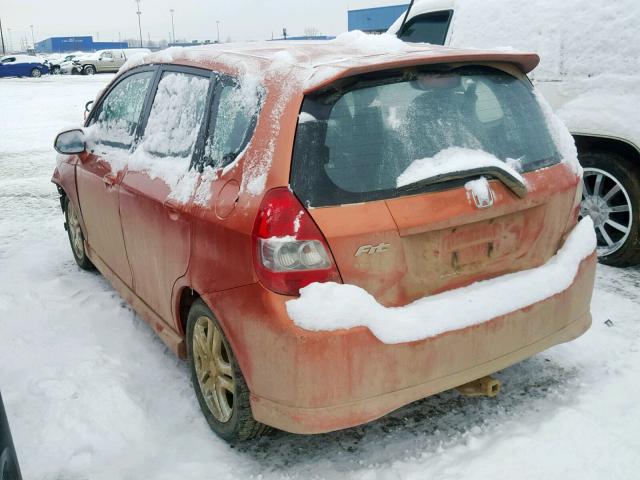 JHMGD38618S013223 - 2008 HONDA FIT SPORT ORANGE photo 3