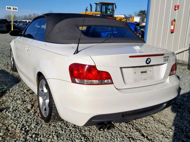 WBAUN93558VF55491 - 2008 BMW 135 I WHITE photo 3