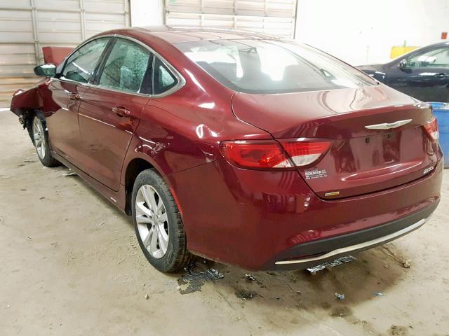 1C3CCCAB6FN679505 - 2015 CHRYSLER 200 LIMITE MAROON photo 3