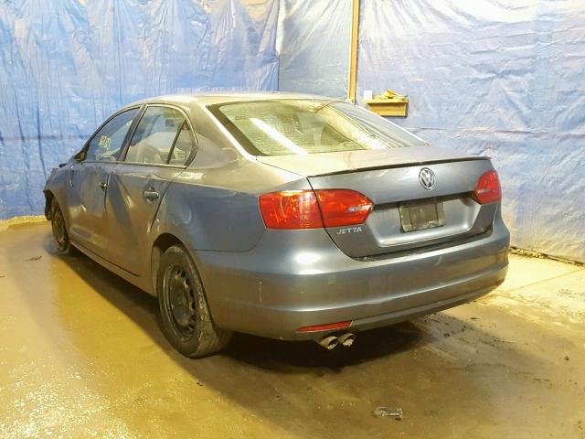 3VW1K7AJ5CM392311 - 2012 VOLKSWAGEN JETTA BASE GRAY photo 3