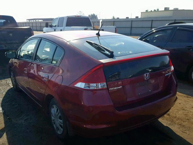 JHMZE2H5XAS040319 - 2010 HONDA INSIGHT LX MAROON photo 3