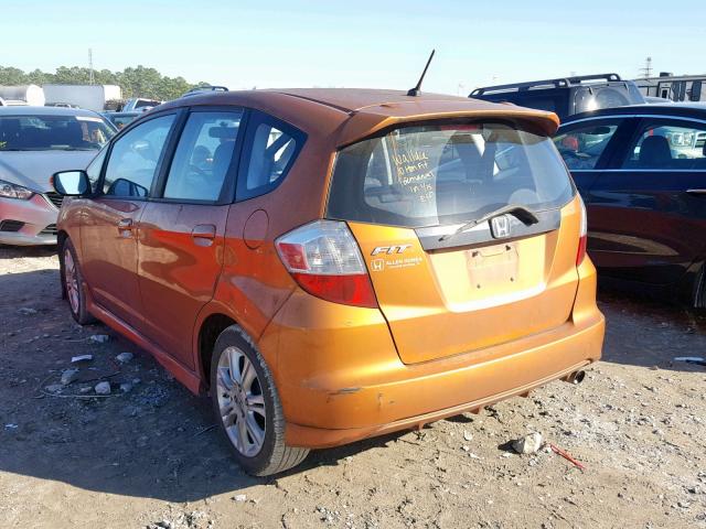 JHMGE8H42AS018459 - 2010 HONDA FIT SPORT ORANGE photo 3