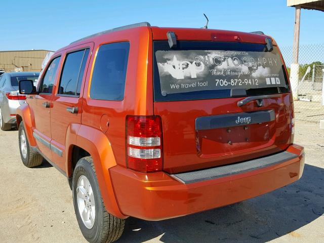 1J8GP28K99W527811 - 2009 JEEP LIBERTY SP ORANGE photo 3