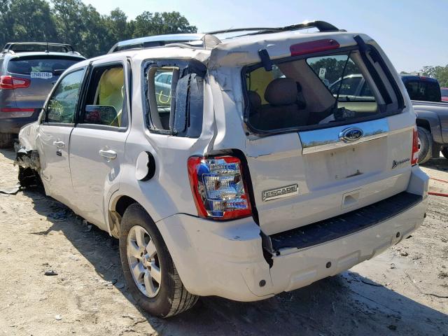 1FMCU49399KA06821 - 2009 FORD ESCAPE HYB WHITE photo 3