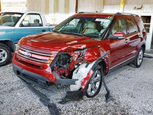 1FM5K8F83EGB61514 - 2014 FORD EXPLORER L RED photo 2