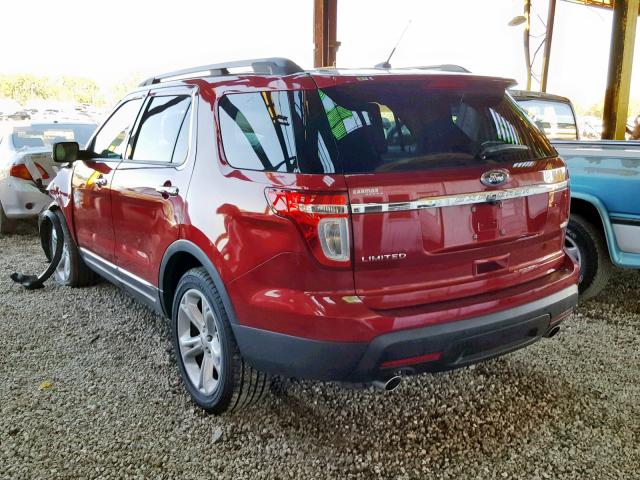 1FM5K8F83EGB61514 - 2014 FORD EXPLORER L RED photo 3