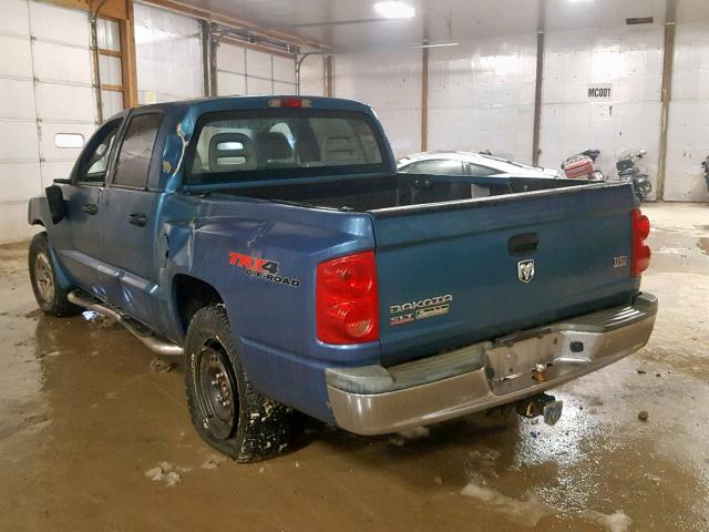 1D7HW48N06S709507 - 2006 DODGE DAKOTA QUA BLUE photo 3