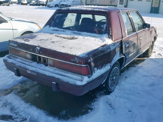 1C3BC56K9HF202550 - 1987 CHRYSLER LEBARON BURGUNDY photo 4