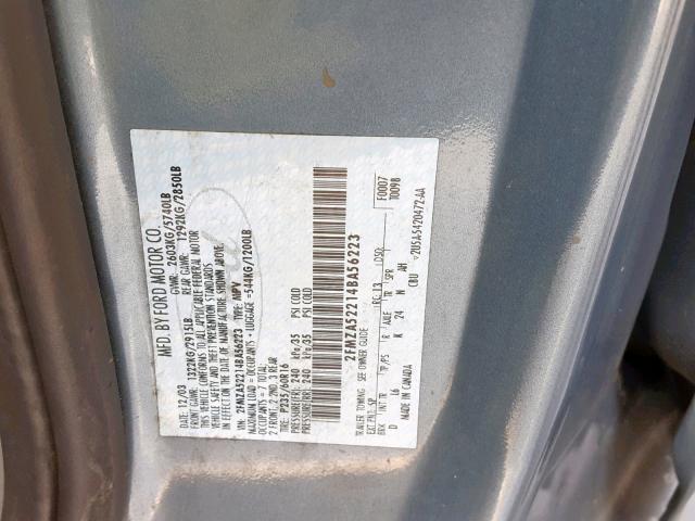 2FMZA52214BA56223 - 2004 FORD FREESTAR S BLUE photo 10