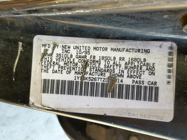 1Y1SK5267TZ012014 - 1996 GEO PRIZM BASE BLACK photo 10