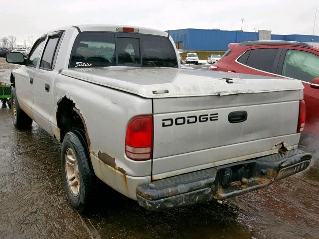 1B7HL2AX91S254815 - 2001 DODGE DAKOTA QUA GRAY photo 3