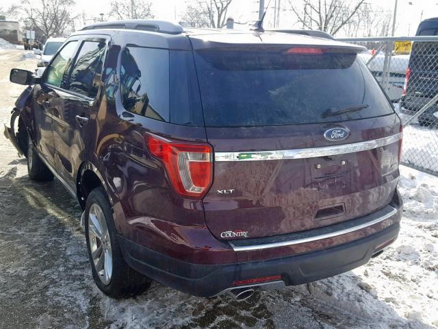 1FM5K8D83JGC91287 - 2018 FORD EXPLORER X BURGUNDY photo 3