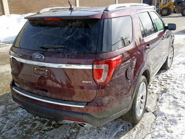 1FM5K8D83JGC91287 - 2018 FORD EXPLORER X BURGUNDY photo 4