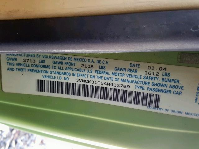 3VWCK31C54M413789 - 2004 VOLKSWAGEN NEW BEETLE Yaşıl foto 10
