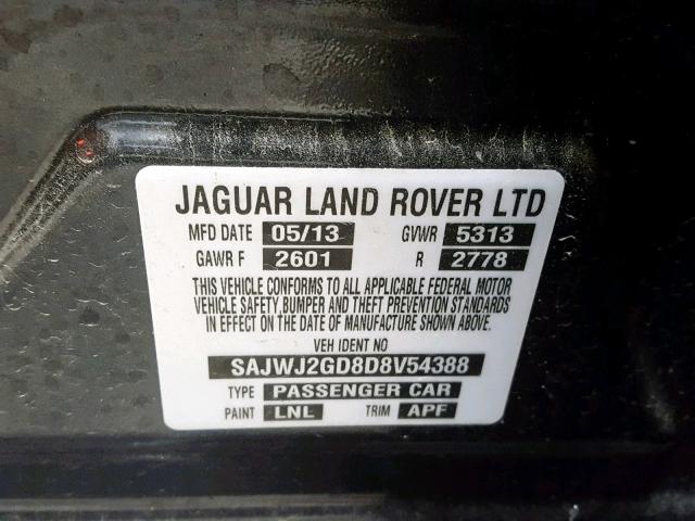 SAJWJ2GD8D8V54388 - 2013 JAGUAR XJL PORTFO BLACK photo 10