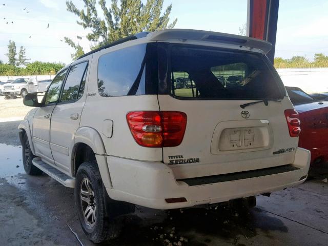 5TDBT48A63S191994 - 2003 TOYOTA SEQUOIA LI WHITE photo 3