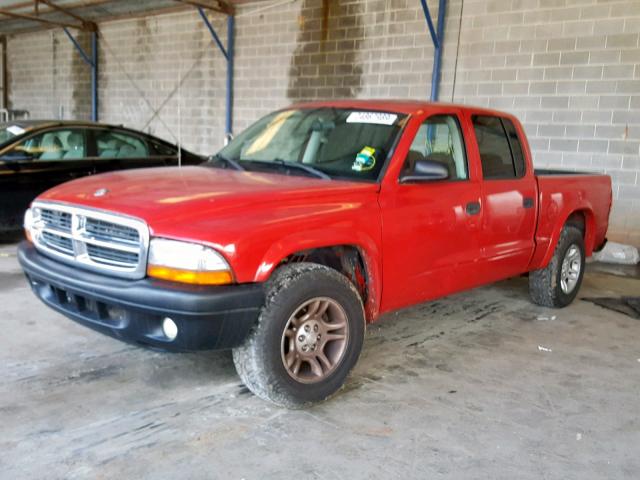 1D7HL38K74S781116 - 2004 DODGE DAKOTA QUA RED photo 2