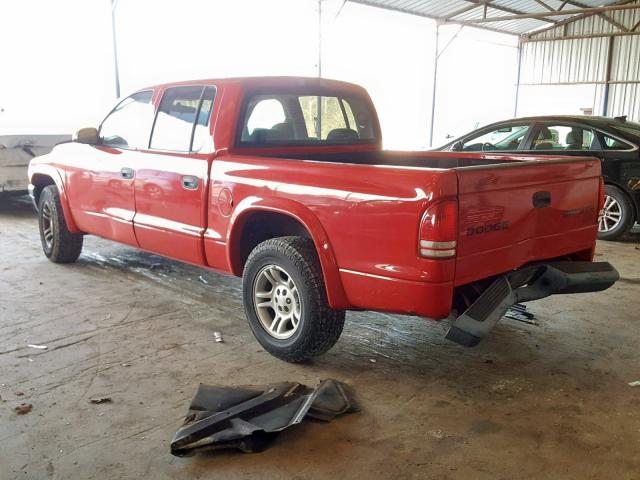 1D7HL38K74S781116 - 2004 DODGE DAKOTA QUA RED photo 3