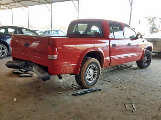 1D7HL38K74S781116 - 2004 DODGE DAKOTA QUA RED photo 4