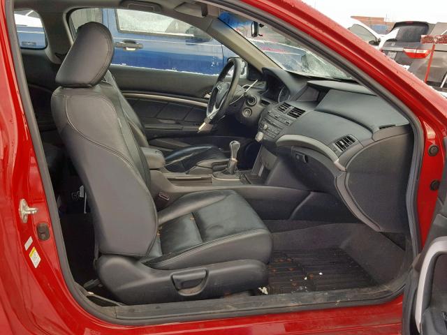 1HGCS21808A004564 - 2008 HONDA ACCORD EXL RED photo 5