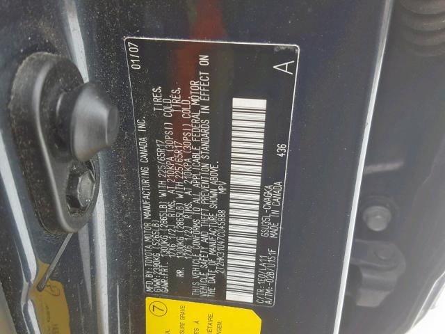 2T2HK31U47C045888 - 2007 LEXUS RX 350 GRAY photo 10