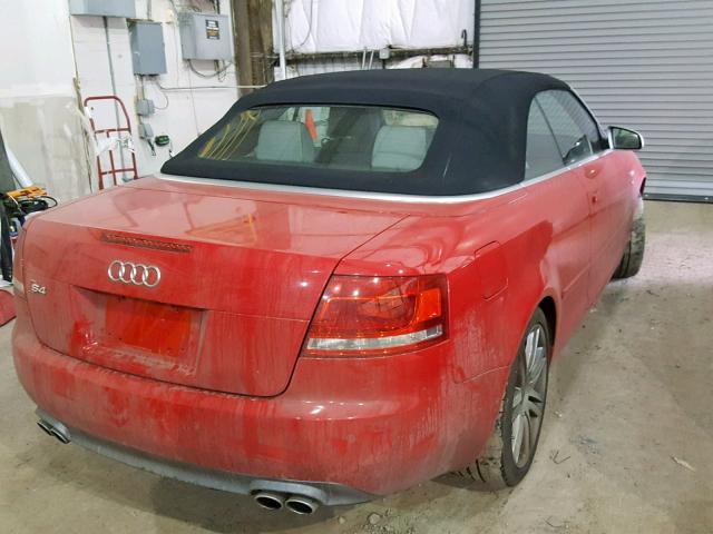 WUARL48H07K900897 - 2007 AUDI S4 QUATTRO RED photo 4