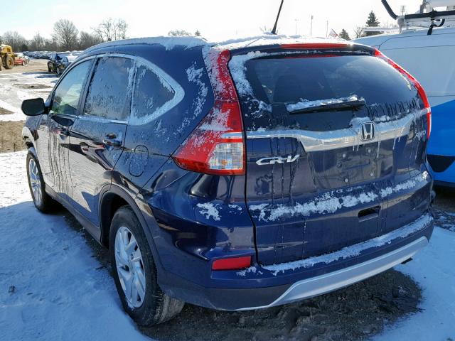 5J6RM4H77FL019716 - 2015 HONDA CR-V EXL BLUE photo 3