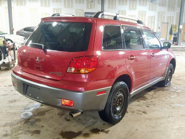 JA4LZ31FX4U000393 - 2004 MITSUBISHI OUTLANDER MAROON photo 4