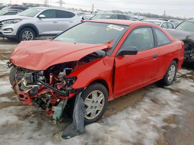 1HGEM223X5L057469 - 2005 HONDA CIVIC DX V RED photo 2