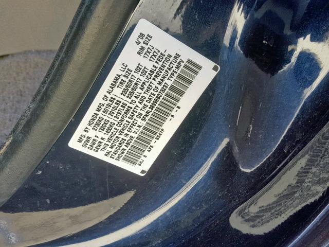 5FNRL38998B073237 - 2008 HONDA ODYSSEY TO BLUE photo 10