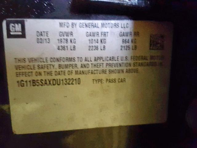 1G11B5SAXDU132210 - 2013 CHEVROLET MALIBU LS BLACK photo 10