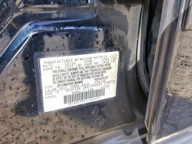 3N1AB6AP6CL664665 - 2012 NISSAN SENTRA 2.0 BLACK photo 10