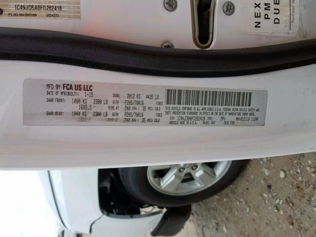 1C4NJCBA0FD262418 - 2015 JEEP COMPASS SP თეთრი ფოტო 10