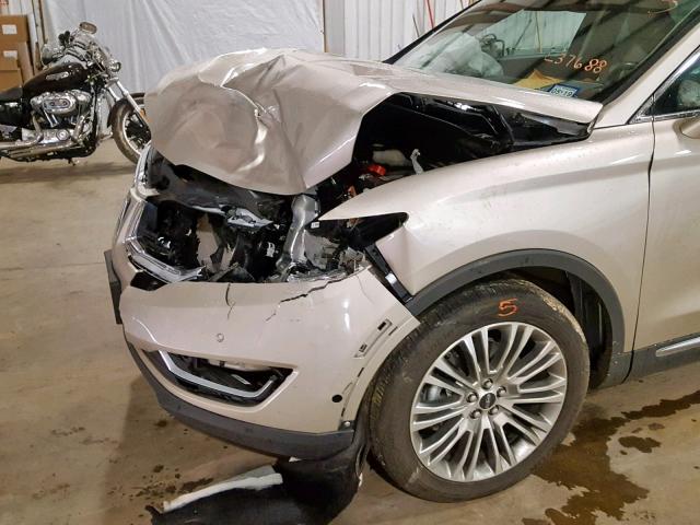 2LMPJ6LR0HBL37688 - 2017 LINCOLN MKX RESERV TAN photo 9