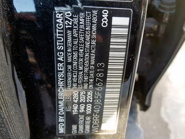 WDBRF40J85F667813 - 2005 MERCEDES-BENZ C 230K SPO BLACK photo 10