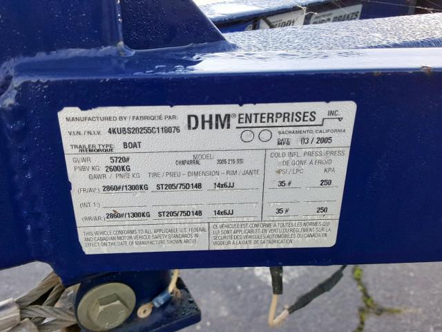 4KUBS20255C118076 - 2005 DHM TRAILER BLUE photo 10