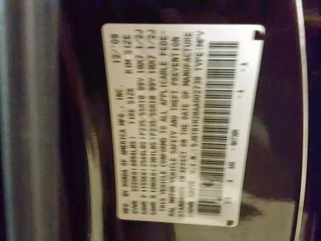 5J8TB1H28AA002739 - 2010 ACURA RDX BROWN photo 10