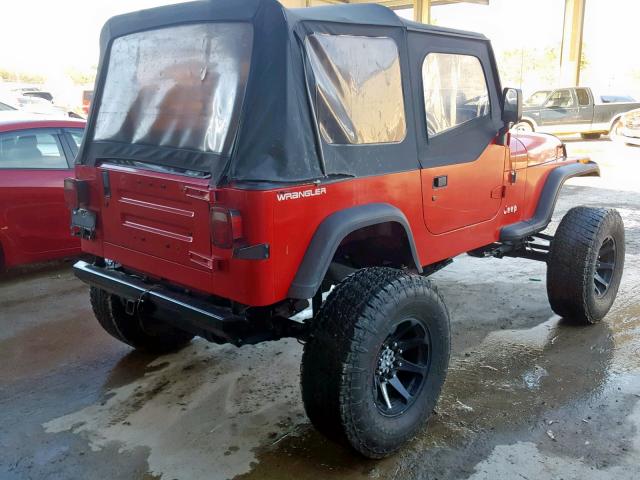 1J4FY19P4SP307930 - 1995 JEEP WRANGLER / RED photo 4