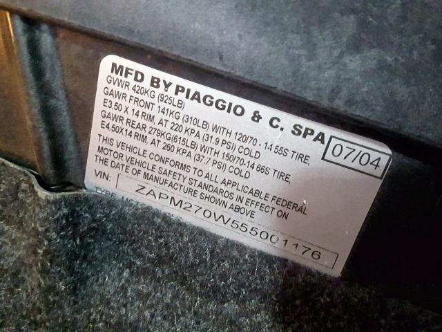 ZAPM270W555001176 - 2005 PIAGGIO X9 EVOLUTI ლურჯი ფოტო 10