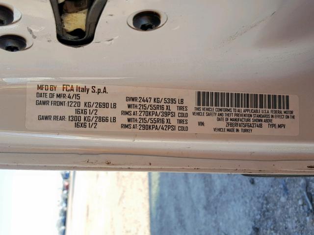 ZFBERFAT5F6A37418 - 2015 RAM PROMASTER 白色 照片 10