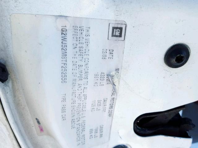 1G2WJ52M8TF252556 - 1996 PONTIAC GRAND PRIX WHITE photo 10