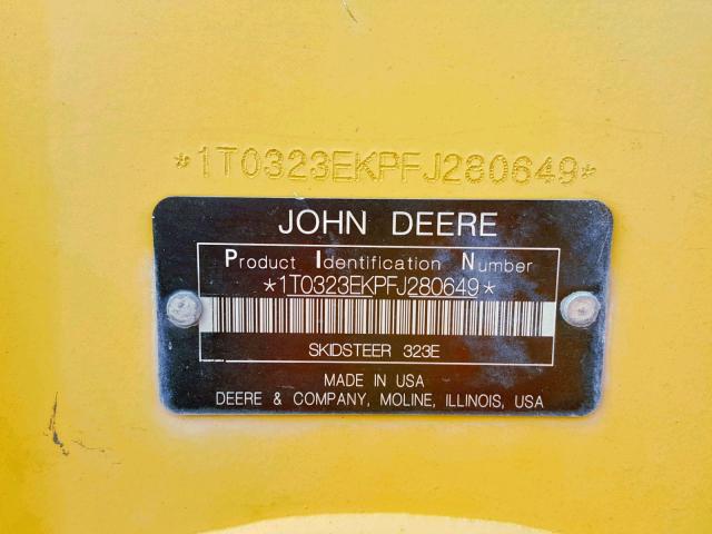 1T0323EKPFJ280649 - 2015 JOHN DEERE 323E TWO TONE photo 10