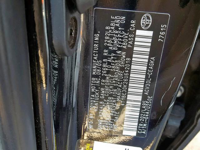 4T1BE30K26U642018 - 2006 TOYOTA CAMRY LE BLACK photo 10