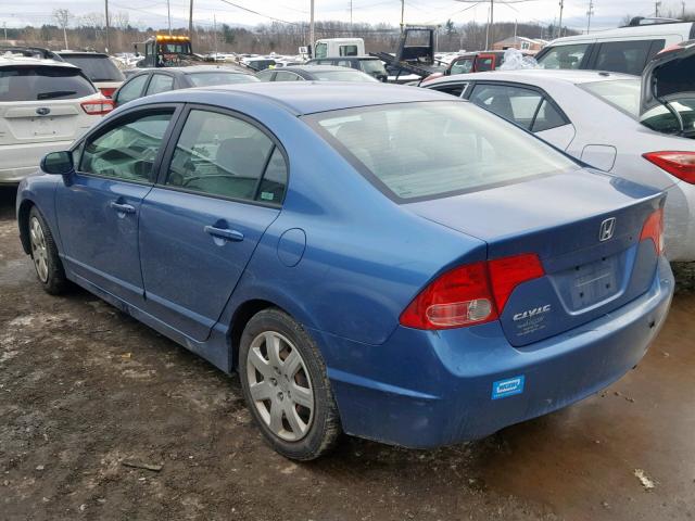 1HGFA16577L038741 - 2007 HONDA CIVIC LX BLUE photo 3