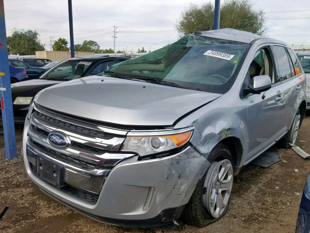 2FMDK3JC9DBE11581 - 2013 FORD EDGE SEL SILVER photo 2