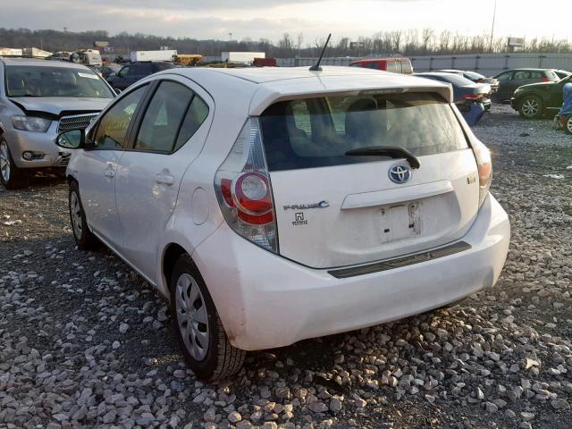 JTDKDTB37C1027779 - 2012 TOYOTA PRIUS C WHITE photo 3