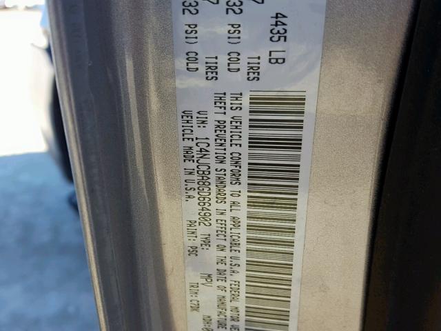 1C4NJCBA8GD664902 - 2016 JEEP COMPASS SP ვერცხლისფერი ფოტო 10