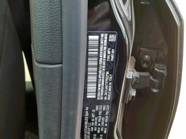 ZACCJAAT1FPB22796 - 2015 JEEP RENEGADE S BLACK photo 10